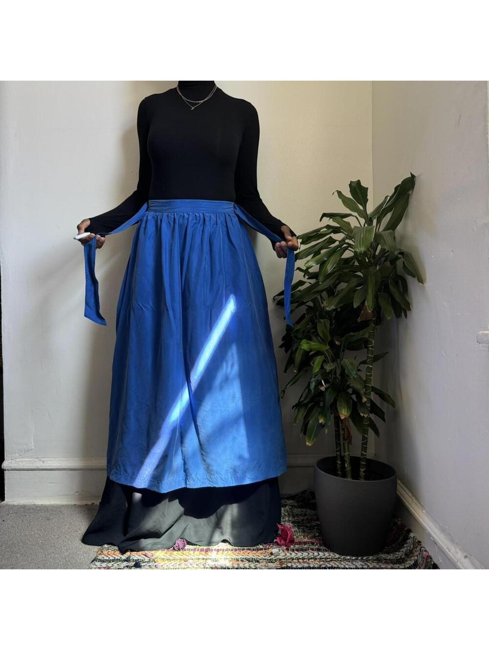 Vintage Bechamel silk Royal Blue Maxi shirt - M - Picture 4 of 6